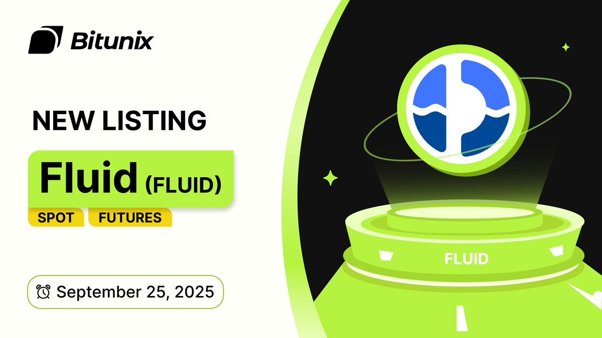 آغاز معاملات توکن FLUID در صرافی بیت یونیکس در ۲۷ سپتامبر ۲۰۲۵