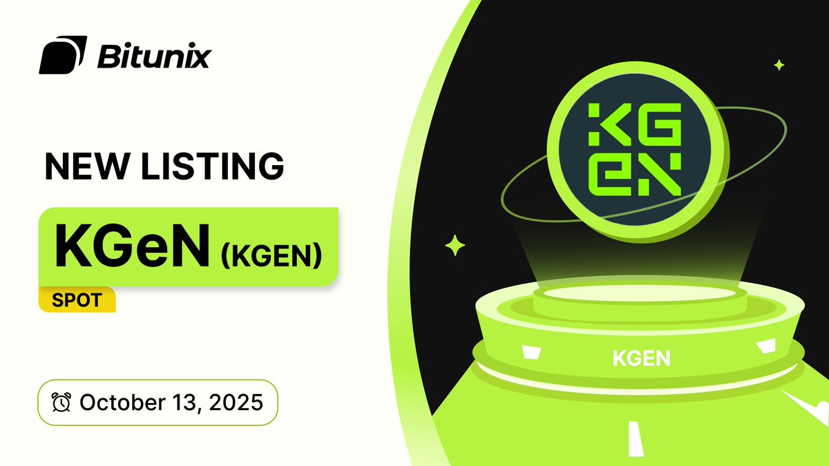 معامله توکن KGEN در بازار اسپات بیت یونیکس از ۱۴ اکتبر ۲۰۲۵