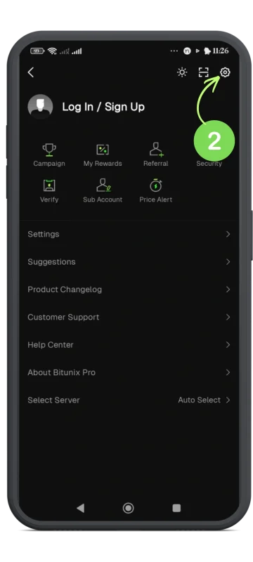 تغییر زبان صرافی بیت یونیکس در اپ
