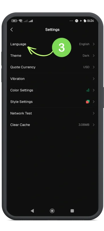 تغییر زبان صرافی بیت یونیکس در اپ