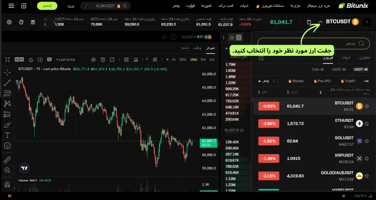 انتخاب جفت‌ارز مورد نظر